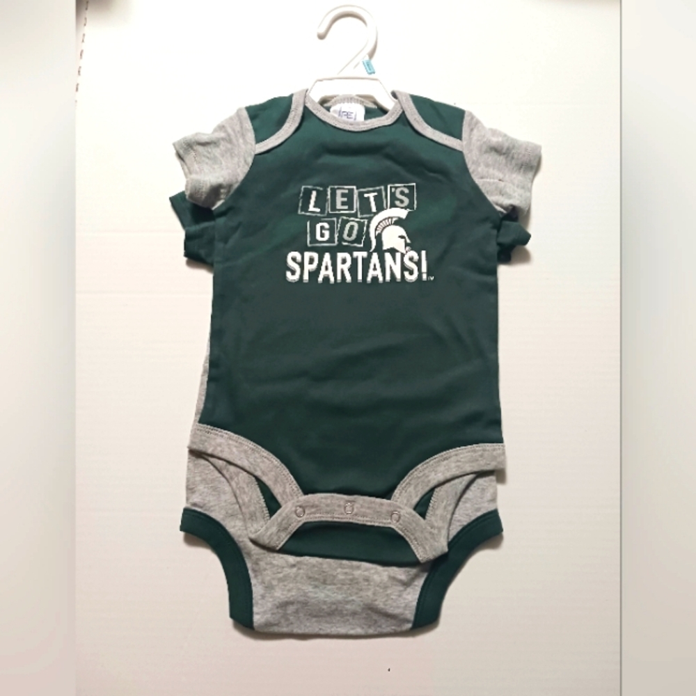 Pro Edge Michigan State Spartans Green Gray One Piece 2 Pack SIze 12 Months New